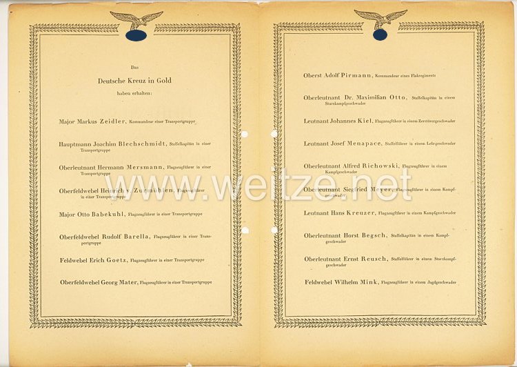 Ehrenliste der Deutschen Luftwaffe - Ausgabe vom 9. Februar 1942 Bild 2