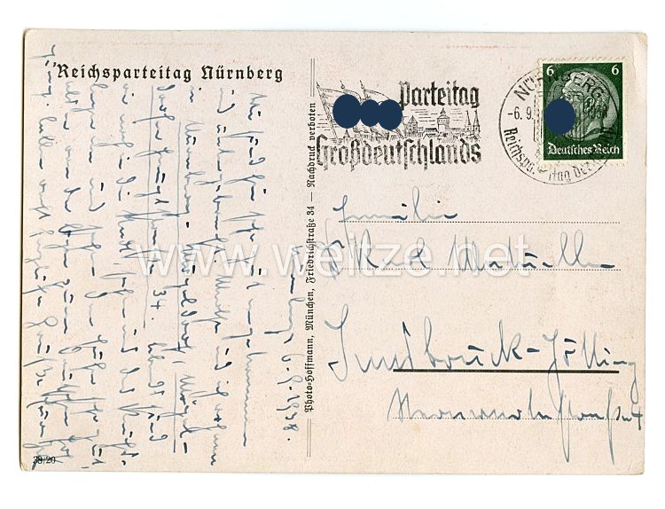 III. Reich - farbige Propaganda-Postkarte - " Reichsparteitag Nürnberg 1938 " Bild 2