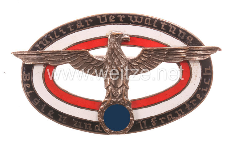 Deutsche Wehrmacht - Dienstbrosche für Zivilangehörige der Militär Verwaltung Belgien und Nordfrankreich 