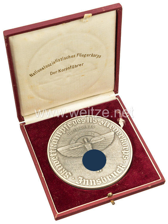 NSFK silberne Plakette "Skiwettkämpfe des NS-Fliegerkorps Innsbruck 10.-12.2.1939"