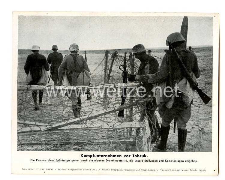 Wehrmacht - gedrucktes Pressefoto " Kampfunternehmen vor Tobruk " 17.12.41