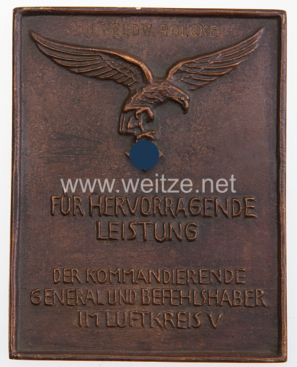 Luftwaffe Ehrenplakette des Luftkreis V
