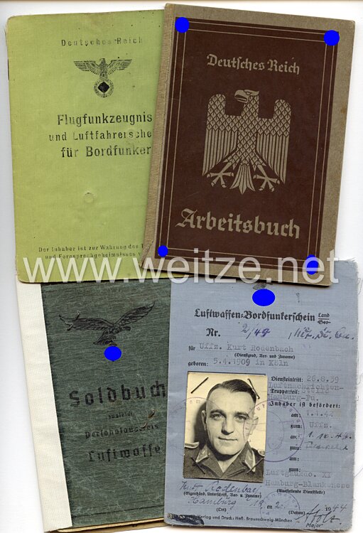 Luftwaffe - Dokumentengruppe für einen späteren Feldwebel der Luftnachrichtenstelle Hamburg-Fuhlsbüttel
