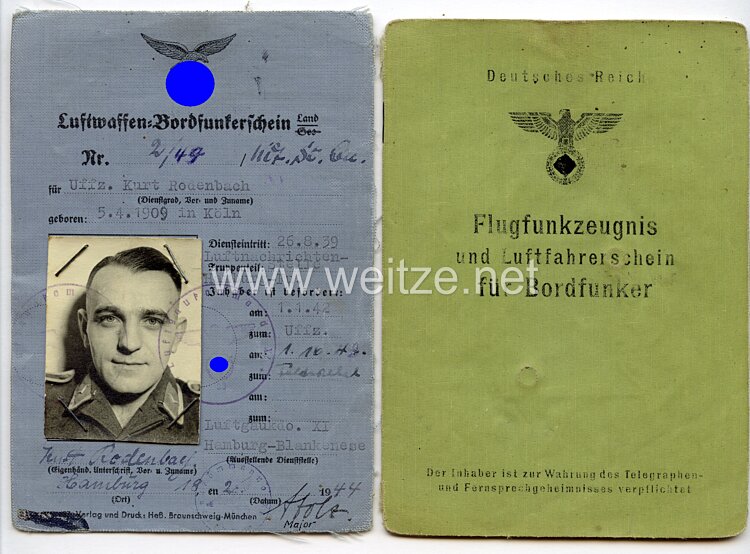 Luftwaffe - Dokumentengruppe für einen späteren Feldwebel der Luftnachrichtenstelle Hamburg-Fuhlsbüttel Bild 2