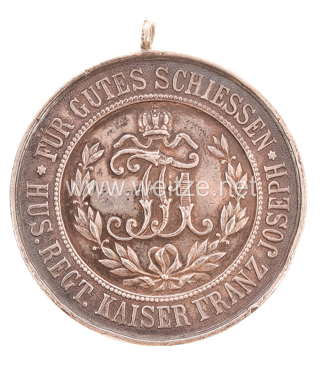 Preußen tragbare silberne Schießpreismedaille für das im Husaren-Regiment Kaiser Franz Joseph I. von Österreich, König von Ungarn (Schleswigsches) Nr. 16 Bild 2