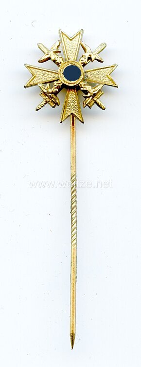 Spanienkreuz in Gold mit Schwertern - große Miniatur
