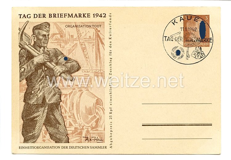 III. Reich - Propaganda-Postkarten - " Tag der Briefmarke 1942 "