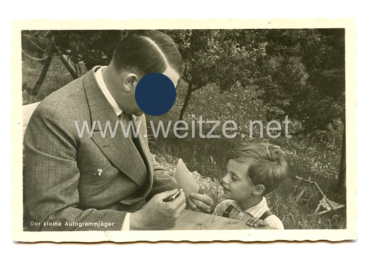 III. Reich - Propaganda-Postkarte - " Adolf Hitler - Der kleine Autogrammjäger "