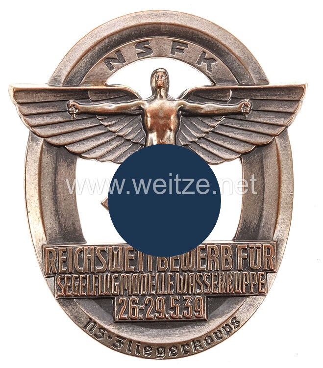 NSFK Erinnerungsplakette "Reichswettbewerb für Segelflugmodelle Wasserkuppe 26.-29.5.1939"