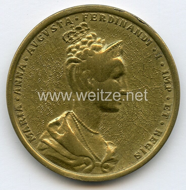 Österreich / K.u.K. Monarchie Nicht tragbare Medaille anlässlich der Krönung Maria Annas von Savoyen zur Königin von Böhmen in Prag 1836 .