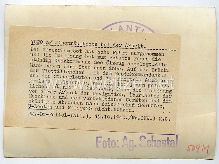 Kriegsmarine Pressefoto: Minenräumboot bei der Arbeit 15.10.1940 Bild 2