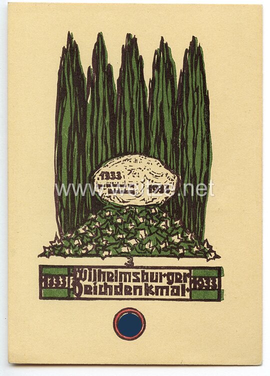III. Reich - farbige Propaganda-Postkarte - " Wilhelmsburger Deichdenkmal 1333-1933 "