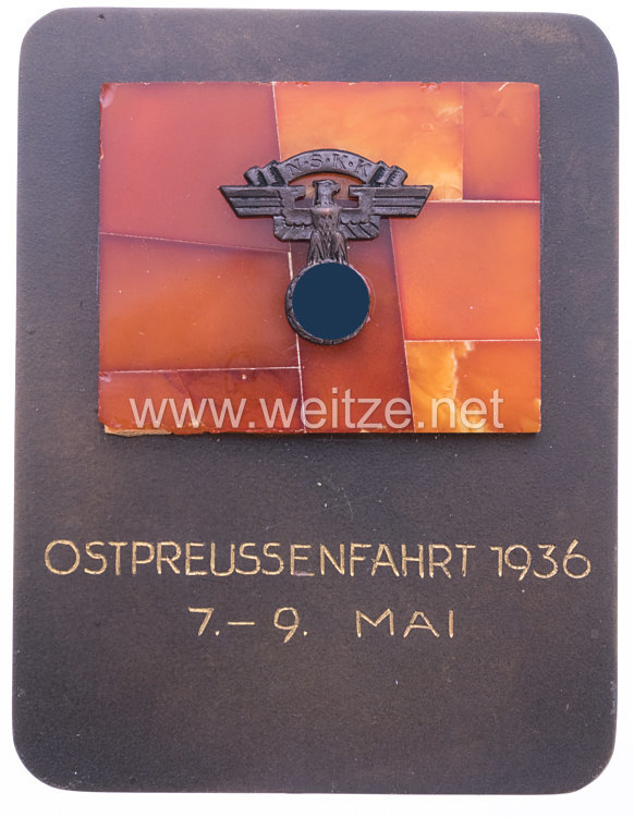 NSKK - nichttragbare Teilnehmerplakette - " NSKK Ostpreussenfahrt 1936 7.-9. Mai "