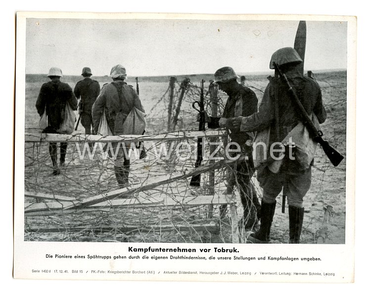 Wehrmacht - gedrucktes Pressefoto " Kampfunternehmen vor Tobruk. " 17.12.41