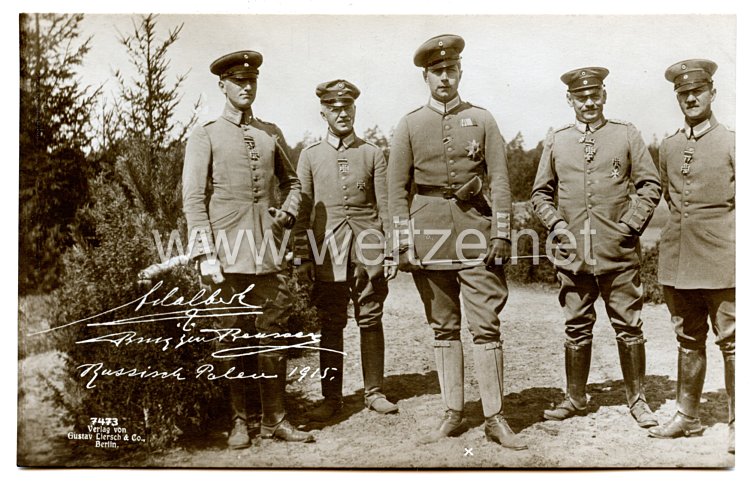 Preußen 1. Weltkrieg Fotopostkarte "Adalbert Prinz zu Pressen Russisch Polen 1915"