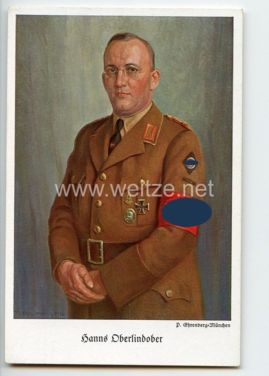III. Reich - farbige Propaganda-Postkarte - " Hanns Oberlindober - Führer der Nat.-Soz.-Kriegsopferversorgung "