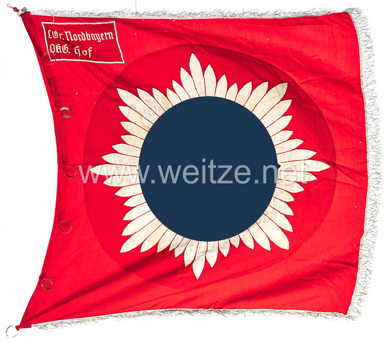 III. Reich Reichsluftschutzbund ( RLB ) Fahne für die Landesgruppe Nordbayern, Ortskreis-Gruppe Hof