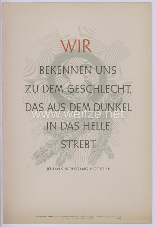 III. Reich - Wochenspruch der NSDAP - Folge 52, Dezember 1942