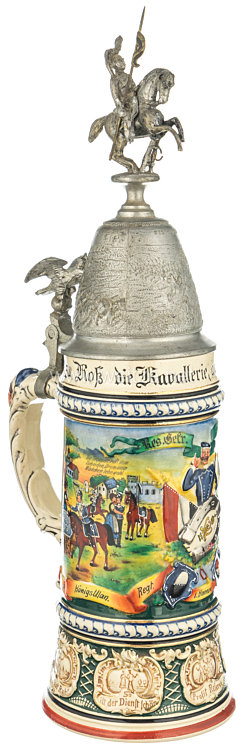 Preußen Reservistenkrug für den Gefreiten "Schulz I" im Königs-Ulanen-Regiment (1. Hannoversches) Nr. 13