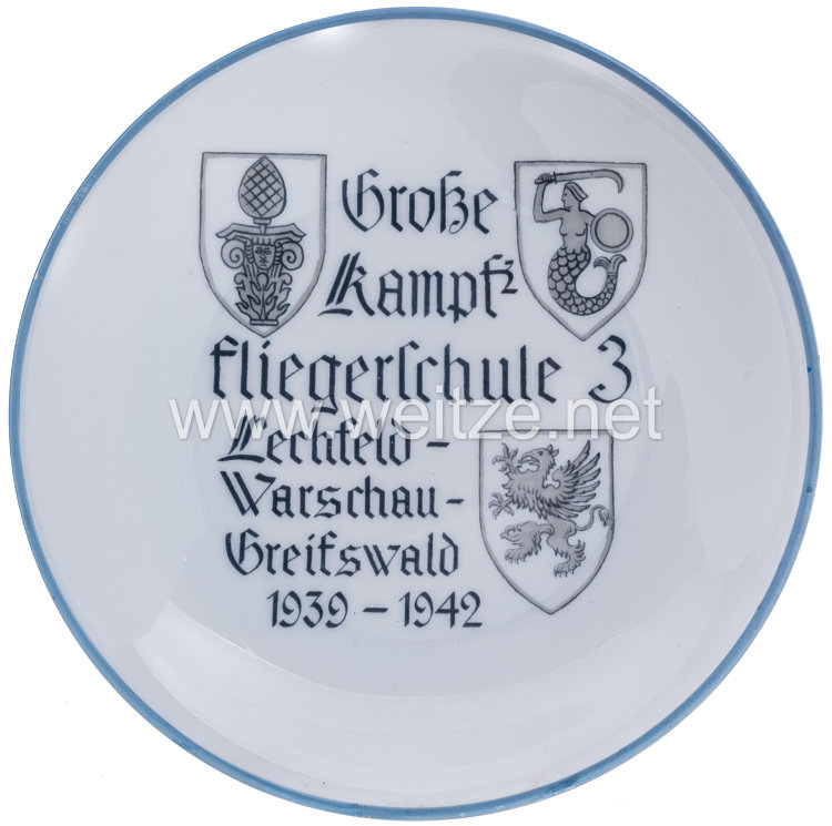 Luftwaffe - Erinnerungsteller " Große Kampffliegerschule 3 Lechfeld-Warschau-Greifswald 1939-1942 "