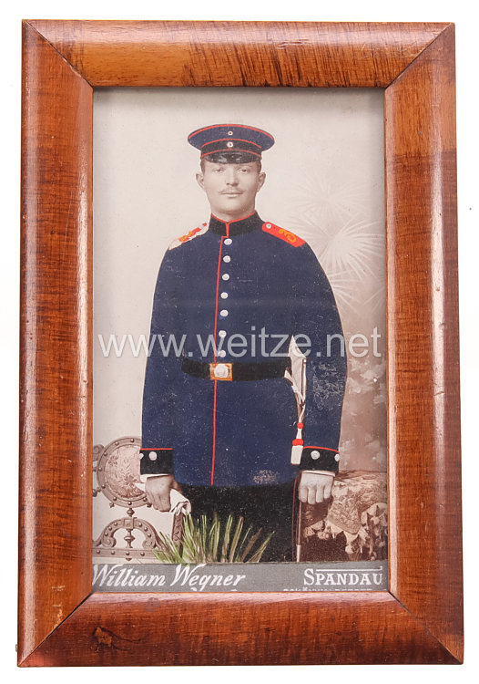 Preußen teilkoloriertes Kabinett-Foto eines Soldaten in einem Eisenbahn-Regiment
