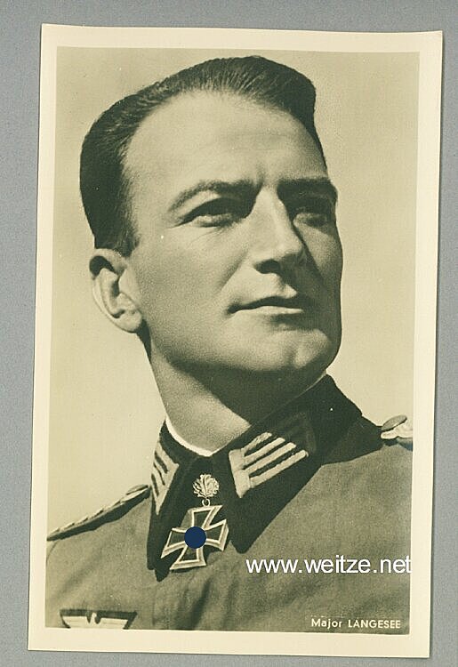 Heer - Portraitpostkarte von Ritterkreuzträger Major Karl Langesee