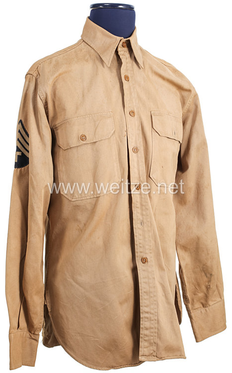 USA World War 2: US Army Khaki Service Shirt for a Technician 4th Grade US Army Pacific 