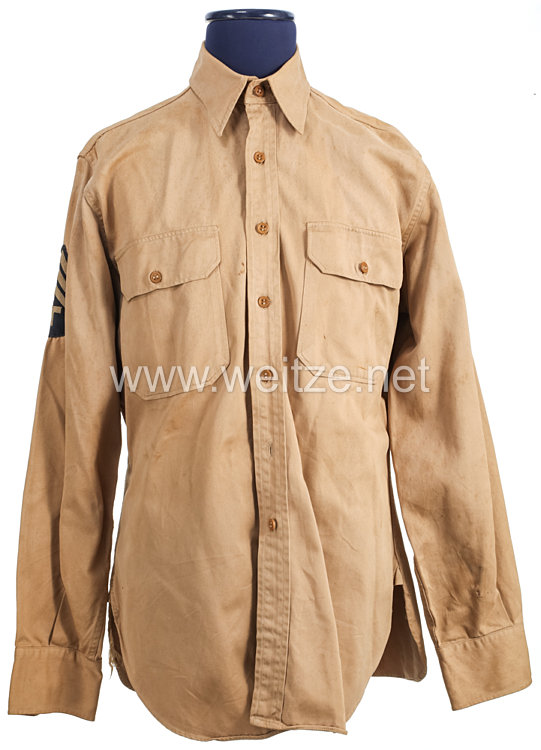 USA World War 2: US Army Khaki Service Shirt for a Technician 4th Grade US Army Pacific  Bild 2