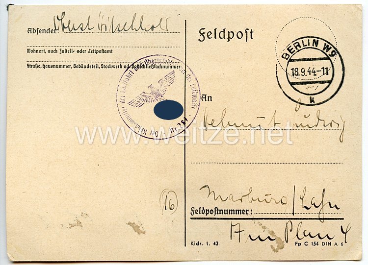 Luftwaffe - Originalunterschrift von Ritterkreuzträger Oberst Hubertus Hitschhold Bild 2