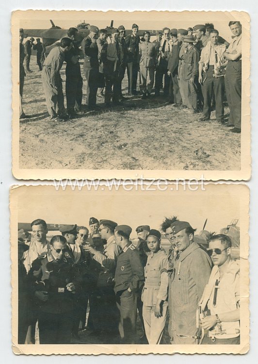 Luftwaffe Fotos, deutsche Piloten auf einem Feldflugplatz mit italienischen Soldaten