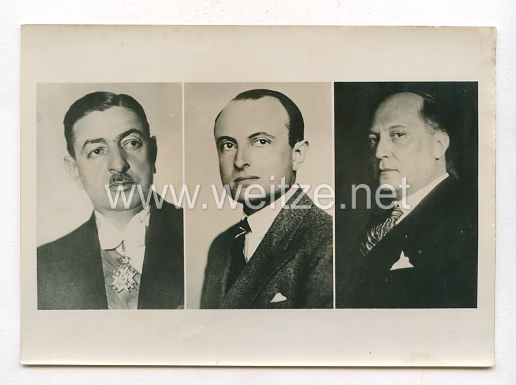 3. Reich Pressefoto: Der jugoslawische Ministerpräsident Zwetkowitsch, Prinzregent Paul und Jugoslawischer Außenminister Cinca-Markowitsch 5.3.1941