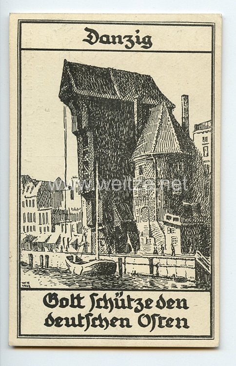 III. Reich - Propaganda-Postkarte - " Danzig - Gott schütze den deutschen Osten - Deutsch-Nationaler Jugendbund Deutsches Land "