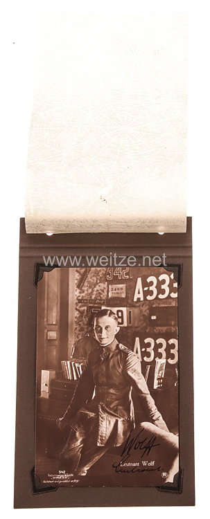 1. Weltkrieg Fliegertruppe - Originalunterschrift des Pour le Mérite Trägers Leutnant Wolff