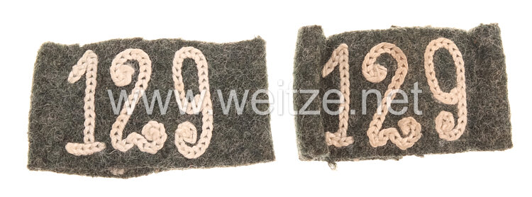 Wehrmacht Heer Paar Überschübe für Schulterklappen Mannschaft Infanterie-Regiment "129" Bild 2
