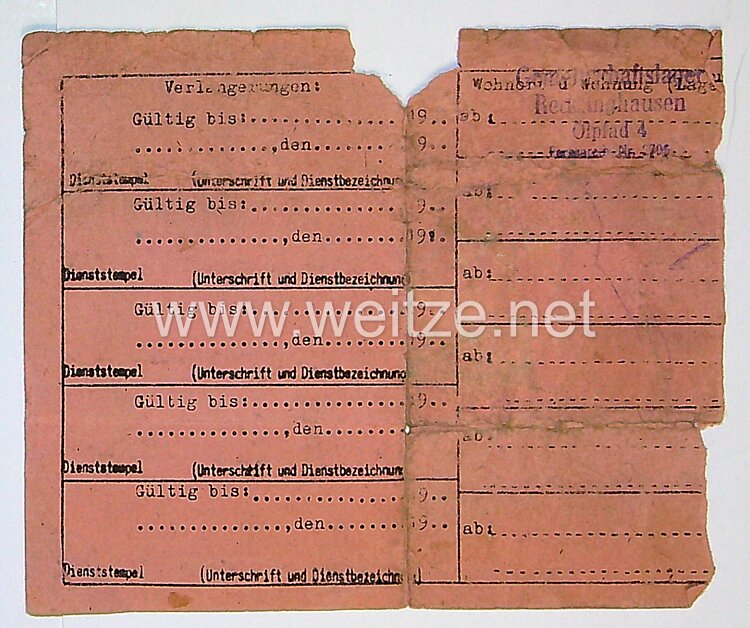III. Reich - Dienstausweis Reichsbahn für eine Ostarbeiterin des Jahrgangs 1908 Bild 2