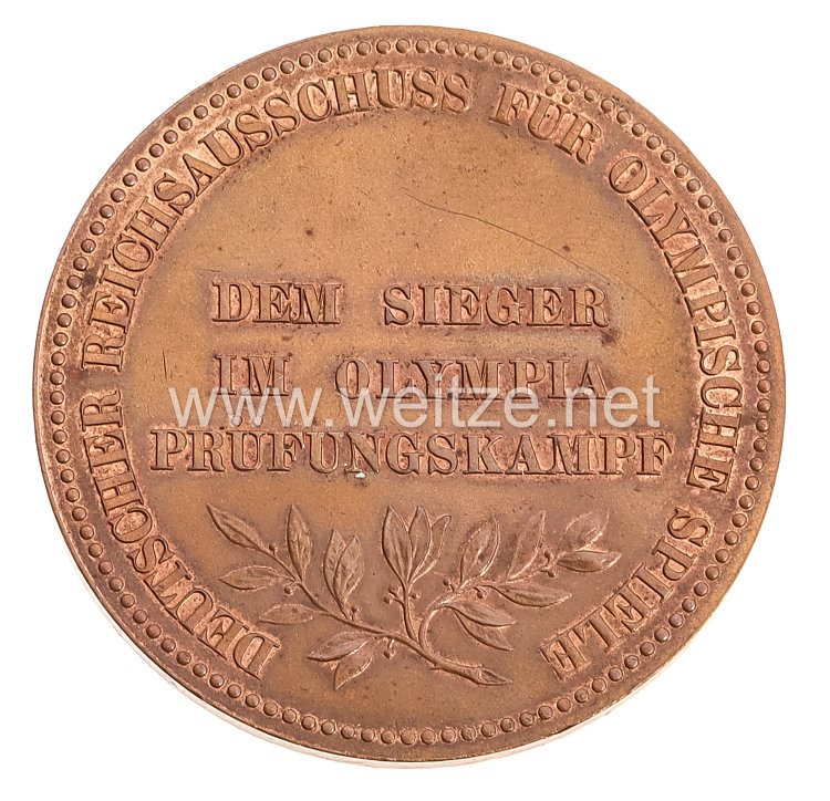 VI. Olympischen Spiele 1916 Berlin - Nicht tragbare Medaille "Dem Sieger im Olympia Prüfungskampf" Bild 2