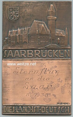 Erinnerungplakette "Sternflug an die Saar 8.7.33"