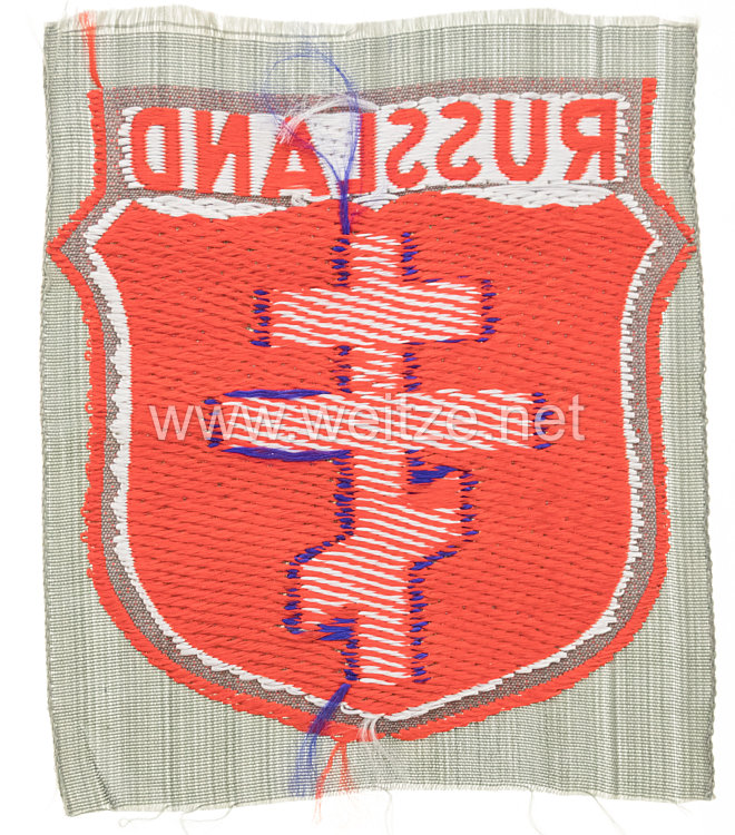 Wehrmacht Heer Ärmelschild für der Befreiungsarmee POA, 2. Model mit Aufschrift "Russland" Bild 2