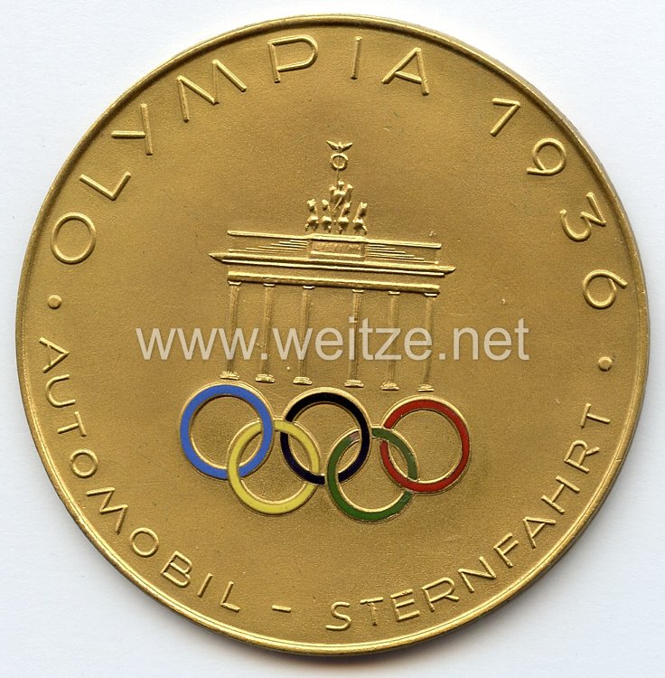 XI. Olympischen Spiele 1936 Berlin - goldene Siegerplakette für Teilnehmer an der Automobil-Sternfahrt Olympia 1936