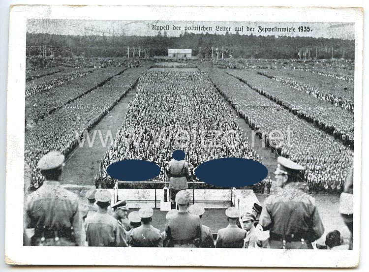 III. Reich - Propaganda-Postkarte - " Reichsparteitag 1935 - Appell der politischen Leiter auf der Zeppelinwiese "