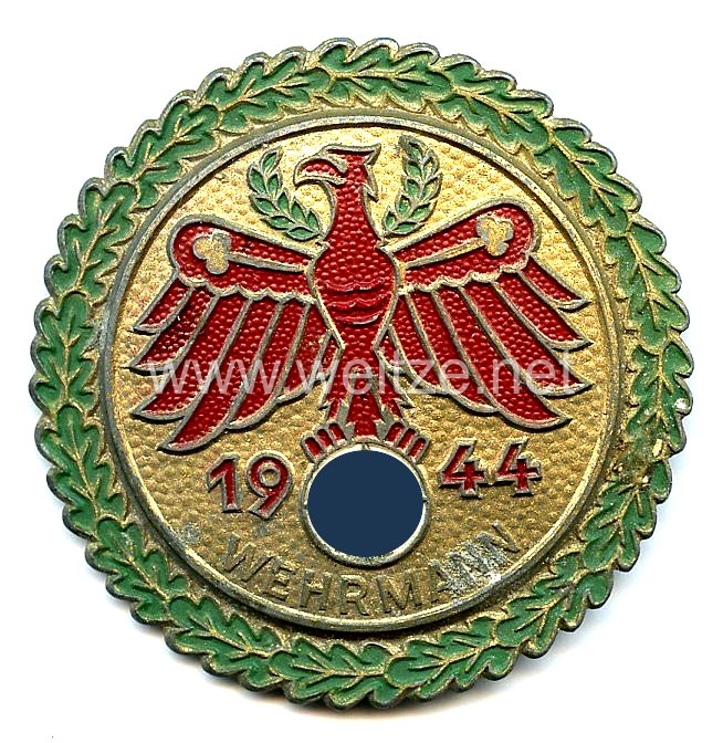 Standschützenverband Tirol-Vorarlberg - Gaumeisterabzeichen 1944 in Gold mit Eichenlaubkranz "Wehrmann"