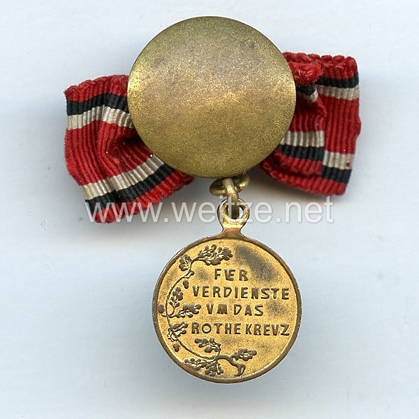 Preussen Rot-Kreuz-Medaille 3. Klasse -als Knopflochdekoration  Bild 2