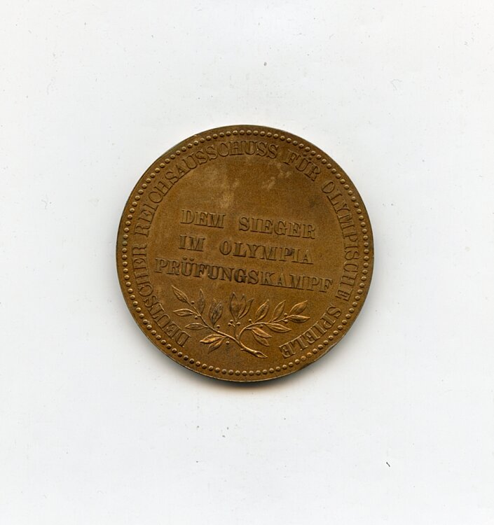VI. Olympischen Spiele 1916 Berlin - Medaille " Dem Sieger im Olympia Prüfungskampf " Bild 2