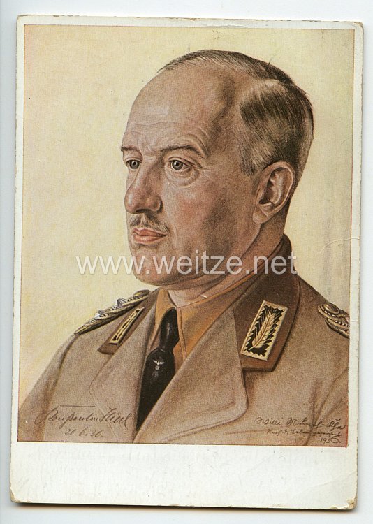 III. Reich / RAD - farbige Propaganda-Postkarte - " Reichsarbeitsführer Konstantin Hierl "