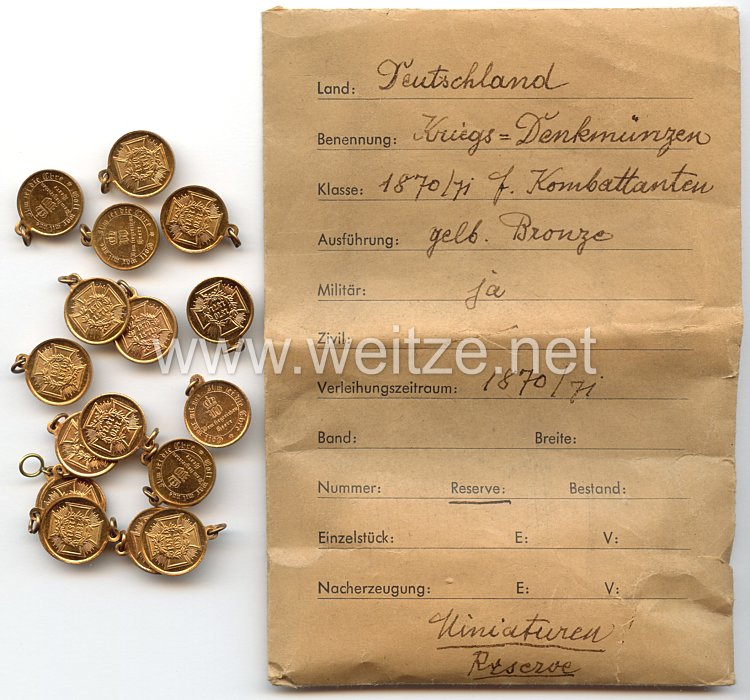 Preussen Kriegsdenkmünze 1870/1871 für Kämpfer - Miniatur