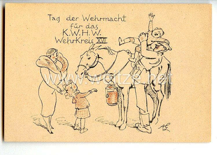 III. Reich - farbige Propaganda-Postkarte - Wehrkreis XVII - Wien, Nieder-und Oberdonau " Tag der Wehrmacht für das KWHW "