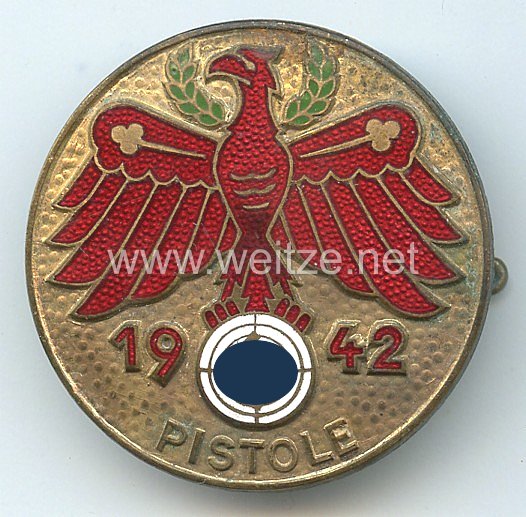 Standschützenverband Tirol-Vorarlberg - Gaumeisterabzeichen 1942 in Gold " Pistole "