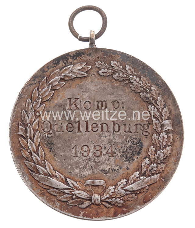 Große tragbare Schieß-Medaille "Komp. Quellenburg 1934" Bild 2
