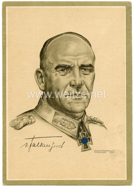 Heer - Propaganda-Postkarte von Ritterkreuzträger Generaloberst von Falkenhorst
