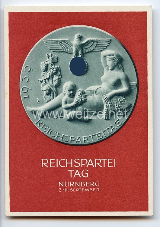III. Reich - farbige Propaganda-Postkarte - " Reichsparteitag des Friedens Nürnberg 2.-11.9.1939 "